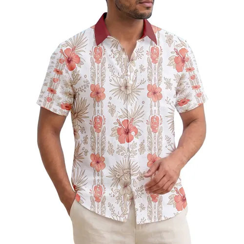Plumeria Hibiscus Palm Scrollwork Lei - Island Lifestyle Gift Hawaiian Shirt
