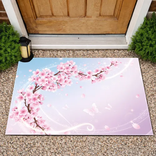 Cherry Blossoms Branch Butterfly Petals Swirling Light - Home Decor Gift Doormat
