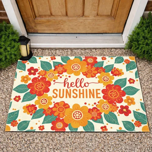 Hello Sunshine Botanical Multi-Petaled Flowers - Home Decor Welcome Gift Doormat