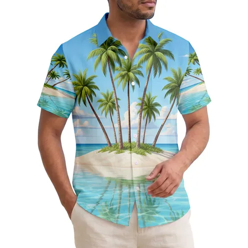 Tropical Island Palm Trees Beach - Vacation Paradise Gift Hawaiian Shirt