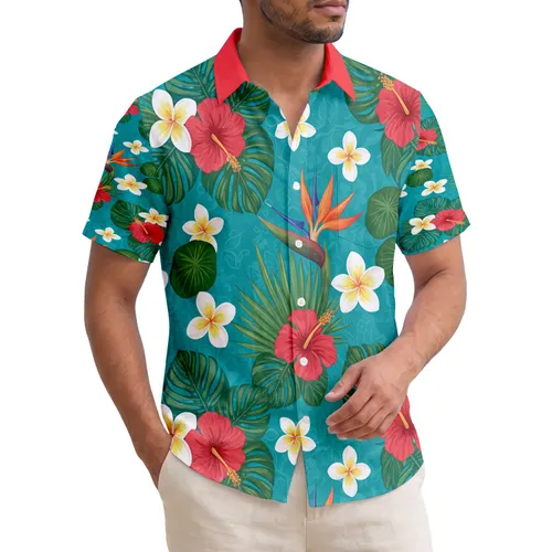 Tropical Flowers Palm Fronds Hibiscus Plumeria Bird of Paradise - Tropical Lifestyle Gift Hawaiian Shirt