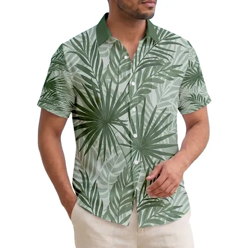 Dense Interlocking Tropical Palm Fronds Fan Leaves Canopy - Home Decor Gift Hawaiian Shirt