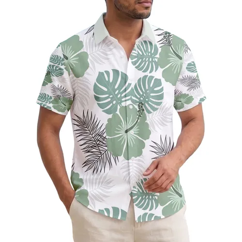 Hibiscus Monstera Broad Leaves Delicate Palm Fronds - Home Decor Gift Hawaiian Shirt
