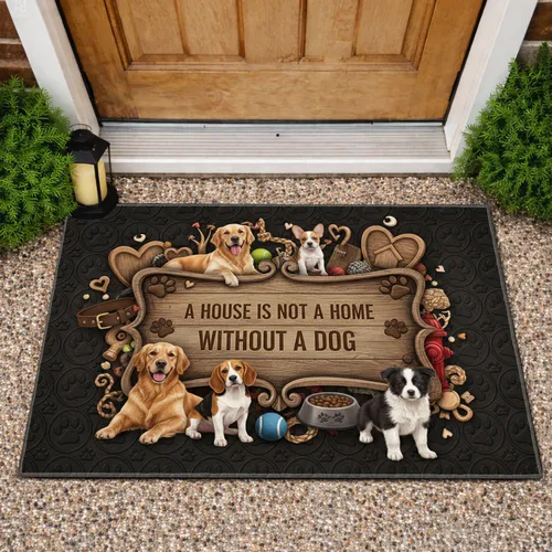 'A House Is Not A Home Without A Dog' Plaque Paw Prints - Dog Lover Gift Doormat
