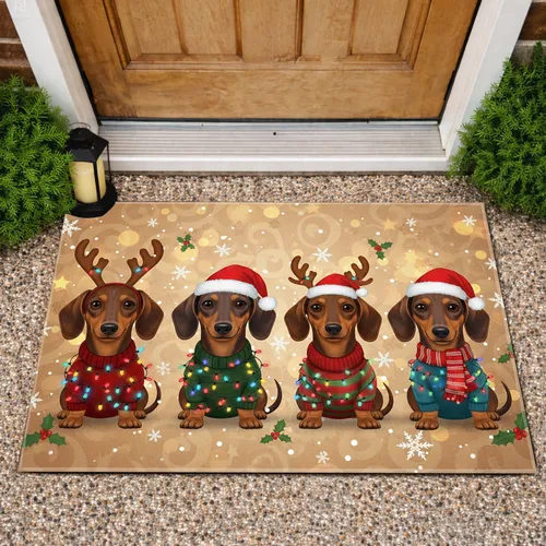 Dachshunds Christmas Sweaters Holiday Home Decor Gift for Dachshund Lover Doormat