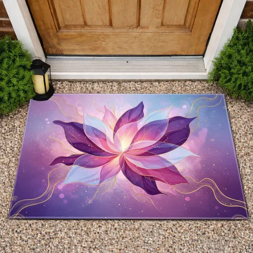 Luminous Flowing Petal Forms with Delicate Golden Lines Home Decor Gift Doormat