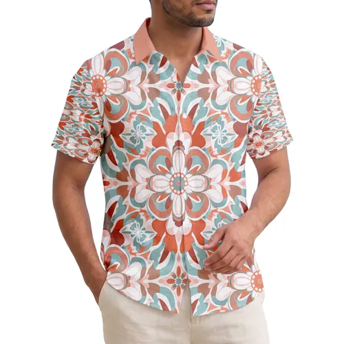 Tropical Flowers Organic Petals Round Shapes - Everyday Travel Essentials Gift Hawaiian Shirt