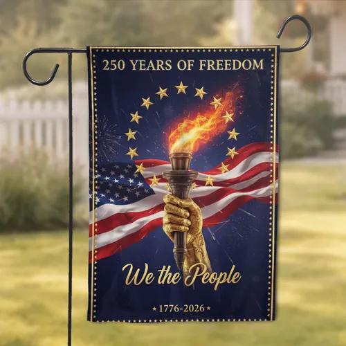Golden Hand American Flag Torch - USA 250th Anniversary Independence Day Garden Flag