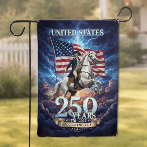 George Washington Horse 13-Star American Flag - USA 250th Anniversary Independence Day Garden Flag