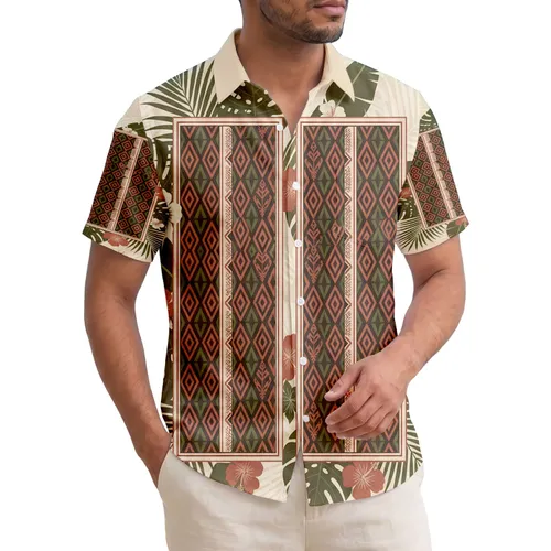 Diamond Arrow Plumeria Hibiscus Kapa Ocean Wave Sandy Beach - Tropical Lifestyle Gift Hawaiian Shirt
