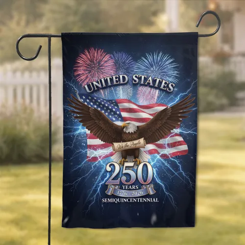 Bald Eagle American Flag We the People 1776-2026 USA 250th Anniversary Gift for Veterans Garden Flag