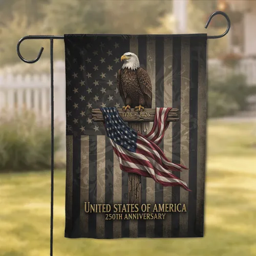 Bald Eagle American Flag 1776-2026 - USA 250th Anniversary for Veterans Garden Flag