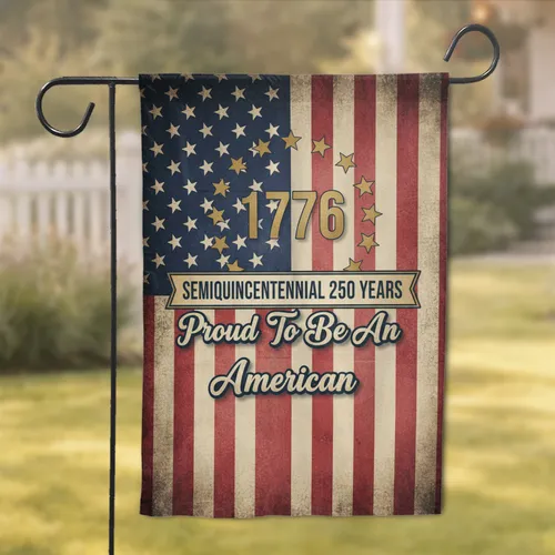 Distressed American Flag 1776 Semiquincentennial - USA 250th Anniversary Independence Day Garden Flag