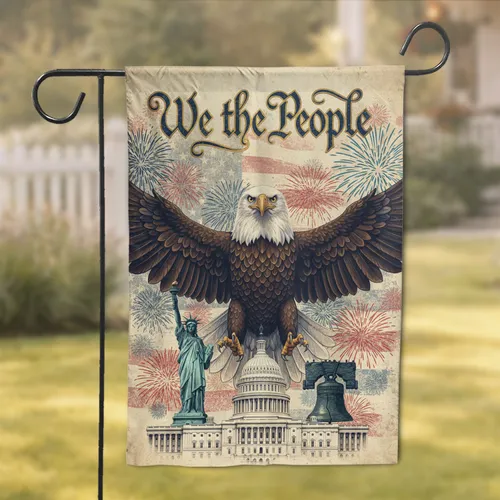 Bald Eagle We the People American Symbols - Independence Day Celebration Gift Garden Flag