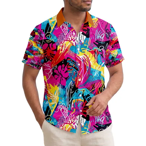 Monstera Hibiscus Coral Waves Tropical Flora - Beach Vacation Gift Hawaiian Shirt
