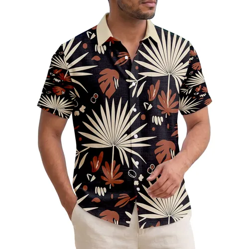 Palmetto Fronds Tropical Leaves Organic Shapes Varied Leaf Segments Home Decor Gift Hawaiian Shirt
