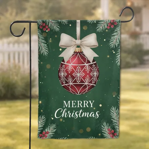 MERRY christmas Ornament Frosted Pine Snowflakes - Holiday Home Decor Gift Garden Flag