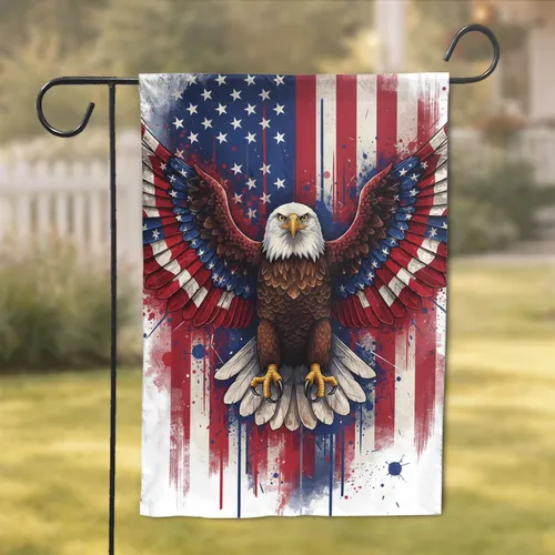 Majestic USA Bald Eagle American Flag - Patriotic Independence Day Gift Garden Flag
