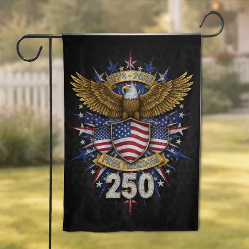 Bald Eagle American Flag 250 - USA 250th Anniversary Independence Day Gift for Veterans Garden Flag