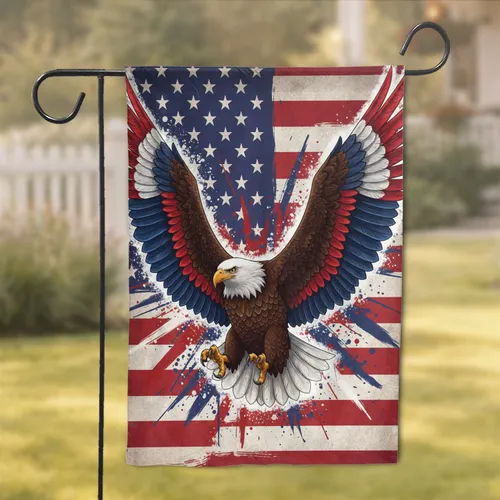 Patriotic Bald Eagle American Flag Independence Day Home Decor Garden Flag