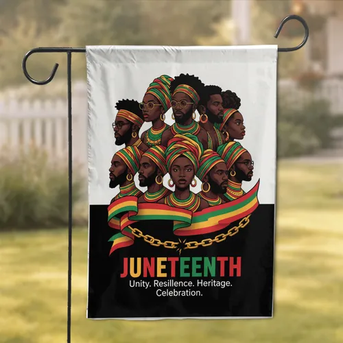 Juneteenth Unity Faces Broken Chains - Heritage Celebration Home Decor Garden Flag