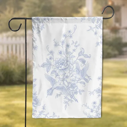 Flowering Branches Peony Blossoms Birds Flight Foliage Vines - Everyday Home Decor Gift Garden Flag