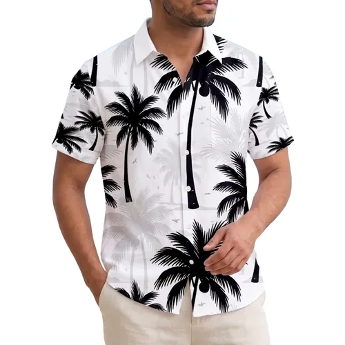 Dense Layered Palm Tree Canopy Silhouettes - Tropical Lifestyle Home Decor Gift Hawaiian Shirt