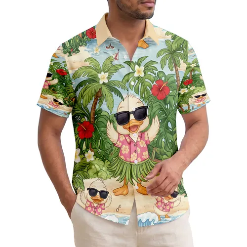 Baby Duck Hula Dancer Tropical Beach - Summer Vacation Gift for Duck Lover Hawaiian Shirt