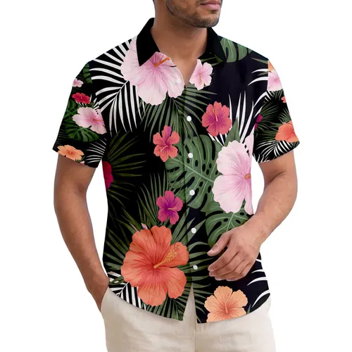 Tropical Hibiscus Flowers Foliage Palm Leaves - Tropical Getaway Gift Hawaiian Shirt