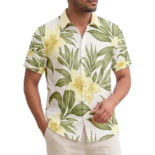 Elegant Tropical Lilies Botanical Floral Lush Leaves - Tropical Lifestyle Home Decor Gift Hawaiian Shirt