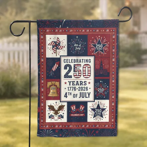 American Flag Bald Eagle 250th Anniversary 1776-2026 - Independence Day Gift for Veterans Garden Flag