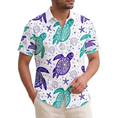 Coastal Ocean Life Sea Turtles Seashells Starfish Coral - Home Decor Gift for Ocean Lover Hawaiian Shirt