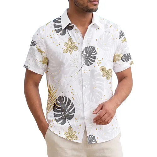 Monstera Leaf Palm Frond Orchid Flower Speckled Tropical Plants - Vacation Essentials Hawaiian Shirt