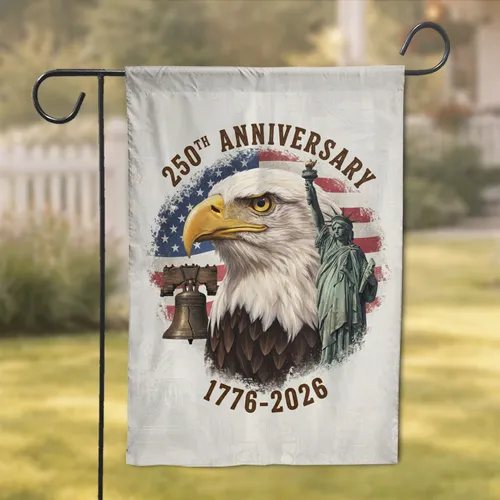 Bald Eagle American Flag 1776-2026 - USA 250th Anniversary Independence Day Gift for Dad Garden Flag
