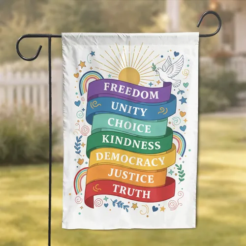 Golden Sunburst Empowering Words Peace Dove - Inspirational Message Home Decor Gift Garden Flag