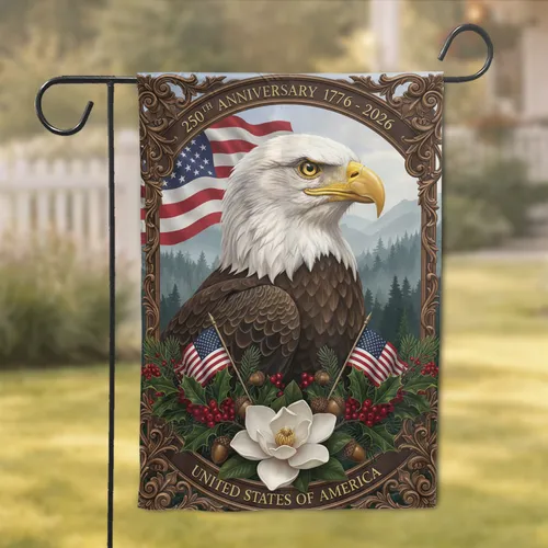 Bald Eagle American Flag 250th Anniversary 1776-2026 - Independence Day Gift Garden Flag