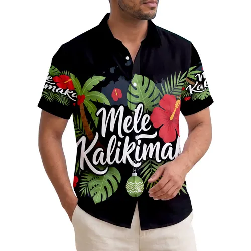 Mele Kalikimaka Palm Tree Hibiscus Holiday Ornament - Christmas Season Gift Hawaiian Shirt