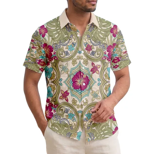 Tropical Hibiscus Plumeria Paisley Monstera Palm Ocean Waves - Home Decor Gift Hawaiian Shirt