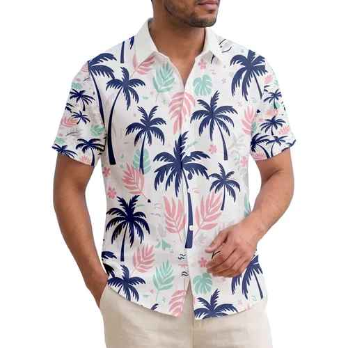 Palm Tree Tropical Leaf Fronds Abstract Leaf Shapes - Beach Vacation Lifestyle Gift Hawaiian Shirt