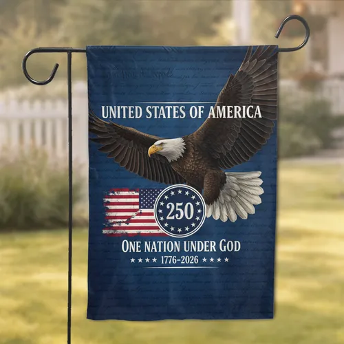 Bald Eagle American Flag 1776-2026 USA 250th Anniversary Independence Day Gift for Veterans Garden Flag
