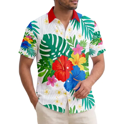 Hibiscus Tropical Flowers Monstera Leaves - Home Decor Gift Hawaiian Shirt