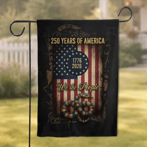 Gadsden Rattlesnake American Flag 'We the People' 250 Years of America 1776-2026 Garden Flag