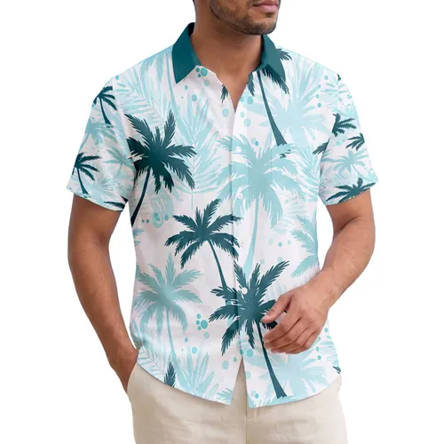Tropical Palm Fronds Tree Canopy Silhouettes - Home Decor Gift for Beach House Hawaiian Shirt