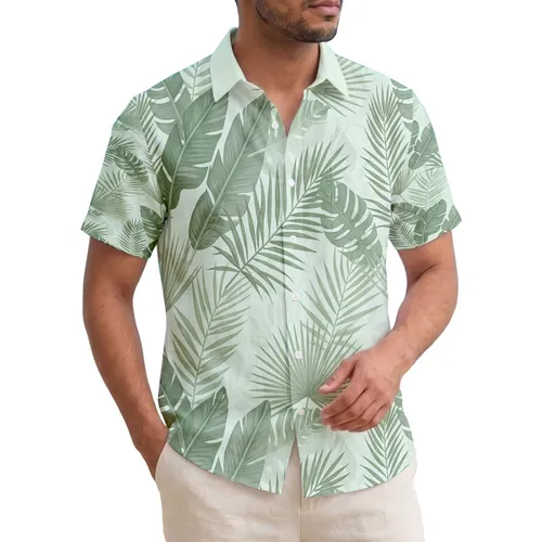 Dense Organic Tropical Fan Pinnate Palm Fronds Botanical Leaves - Home Decor Gift Hawaiian Shirt