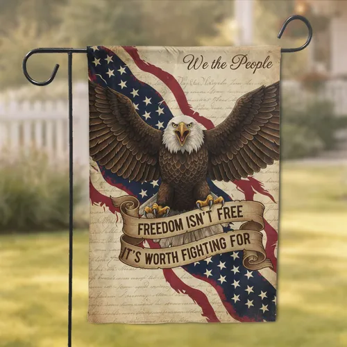 Bald Eagle American Flag We the People - Independence Day Gift for Veterans Garden Flag