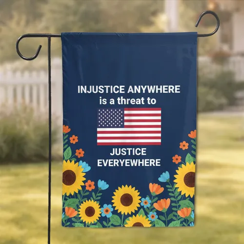 American Flag Justice Slogan Sunflowers Floral Home Decor Gift Garden Flag