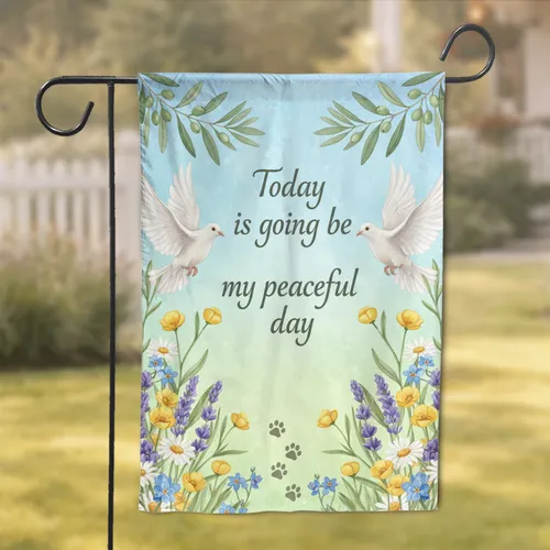 White Doves Lush Olive Wildflower Paw Prints - Everyday Home Decor Gift Garden Flag