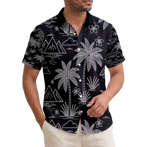 Tropical Palm Trees Monstera Mountain Water Home Decor Gift Hawaiian Shirt