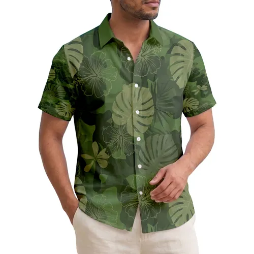 Monstera Hibiscus Palm Frond Lush Forest Canopy Foliage - Home Decor Gift Hawaiian Shirt