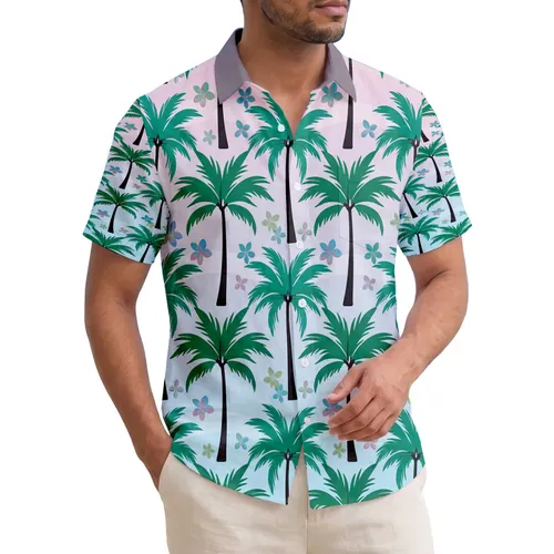 Lush Palm Trees Tropical Landscape - Beach Vacation Home Decor Gift Hawaiian Shirt